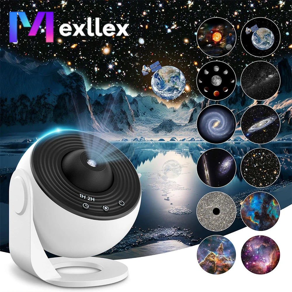 HD Starry Sky Globe Galaxy Projection Night Light, White Planetarium LED Lamp for Bedroom Christmas Birthday Party Gift