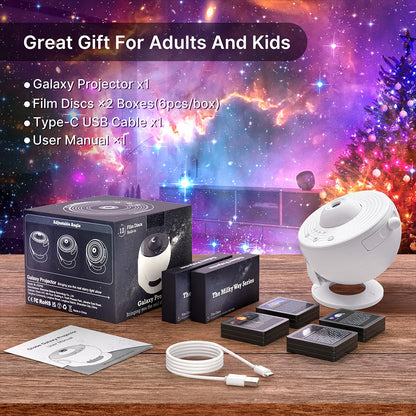 HD Starry Sky Globe Galaxy Projection Night Light, White Planetarium LED Lamp for Bedroom Christmas Birthday Party Gift