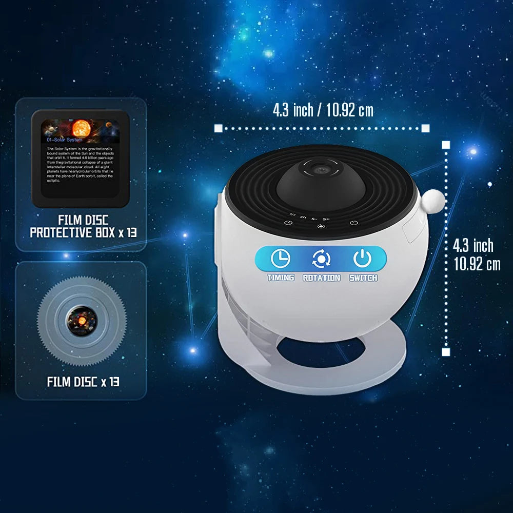 HD Starry Sky Globe Galaxy Projection Night Light, White Planetarium LED Lamp for Bedroom Christmas Birthday Party Gift
