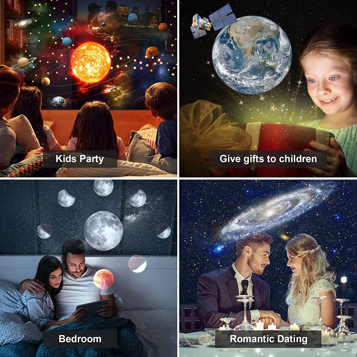 HD Starry Sky Globe Galaxy Projection Night Light, White Planetarium LED Lamp for Bedroom Christmas Birthday Party Gift
