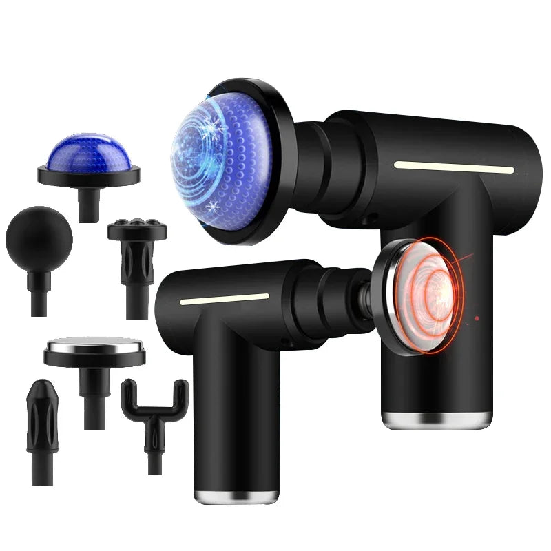 Professional Level Muscle Massage Gun Relaxation Intelligent Exercise Fitness Massager Cold and Hot Compress Fascia Gun 6 Heads
