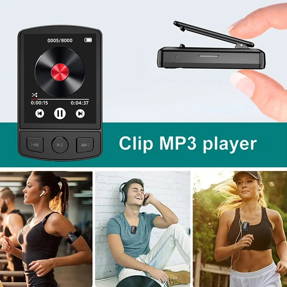 Portable Sport Clip Mini Walkman 1.8-Inch MP3 Player Bluetooth 5.2 MP4 Music Player Supports E-Books/Recorders/Fm Radios/Clocks